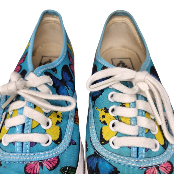 Vans Shoes Womens 6 Blue Butterfly Colorful Low Tops Lace Up Sneakers Skateboard - Picture 4 of 11